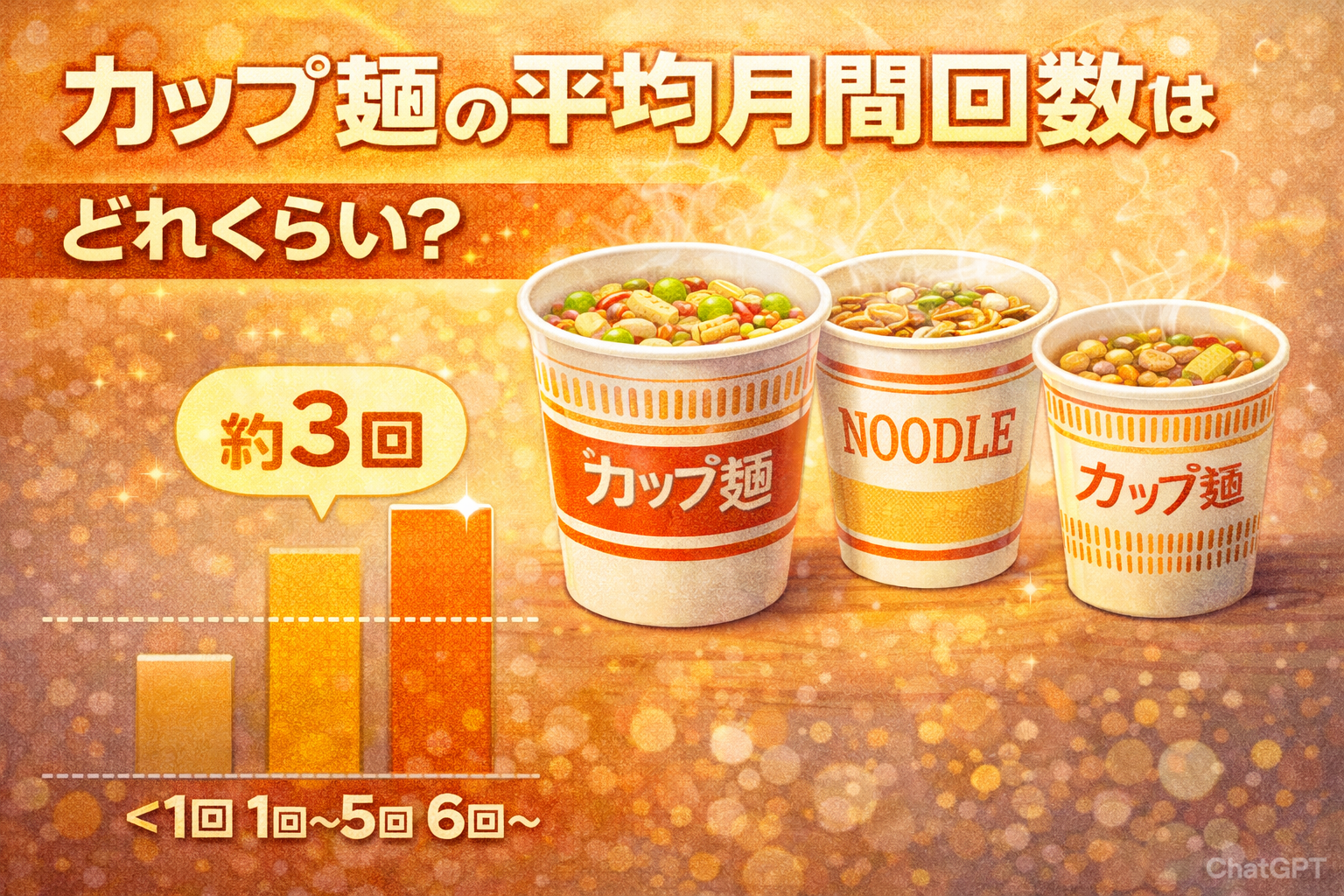 カップ麺の平均月間回数はどれくらい？