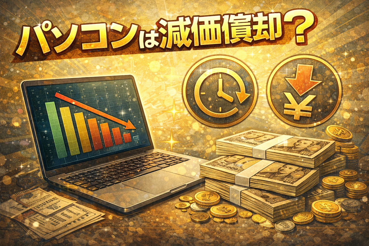 パソコンとお金のグラフィック