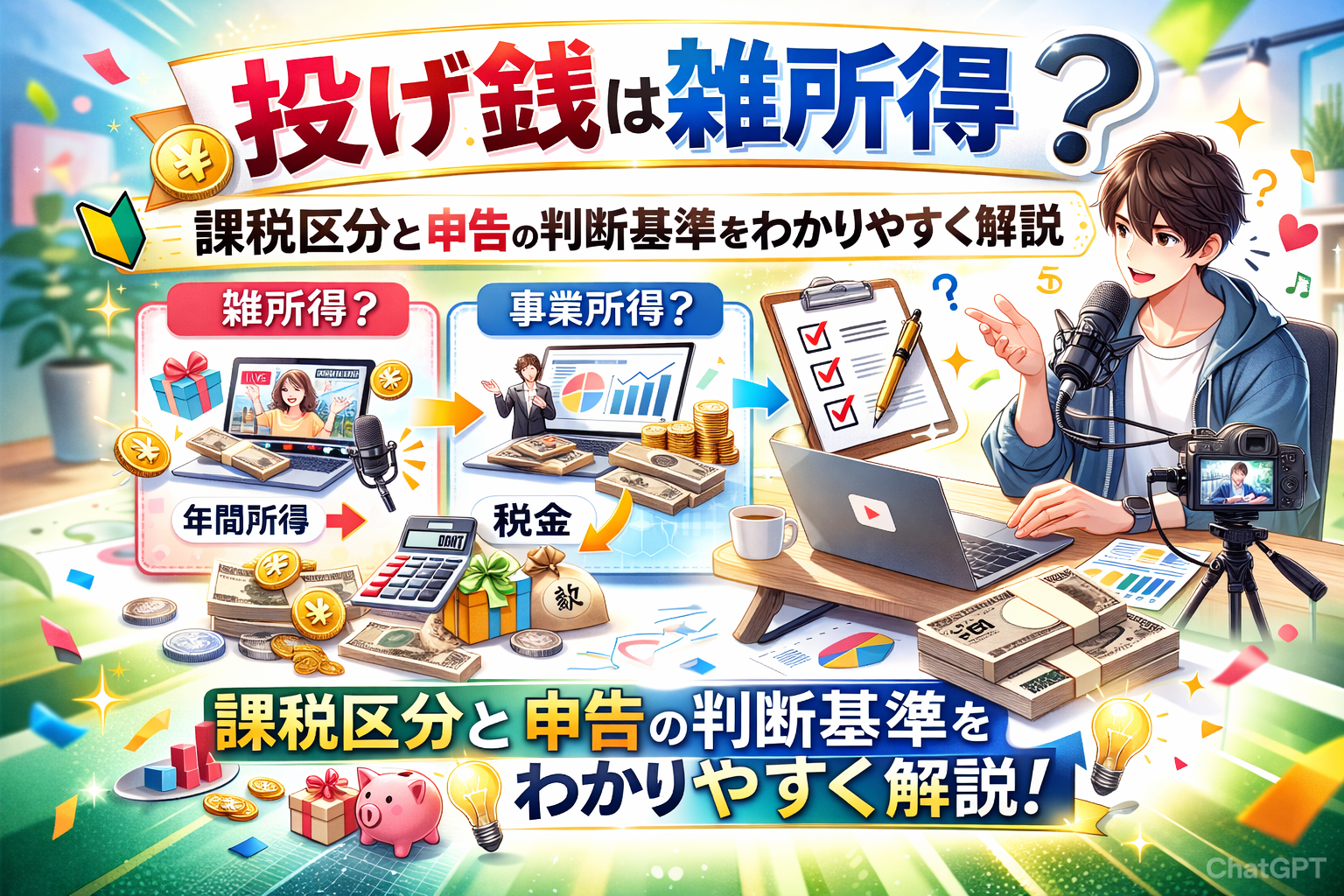 投げ銭は雑所得？課税区分と申告の判断基準をわかりやすく解説