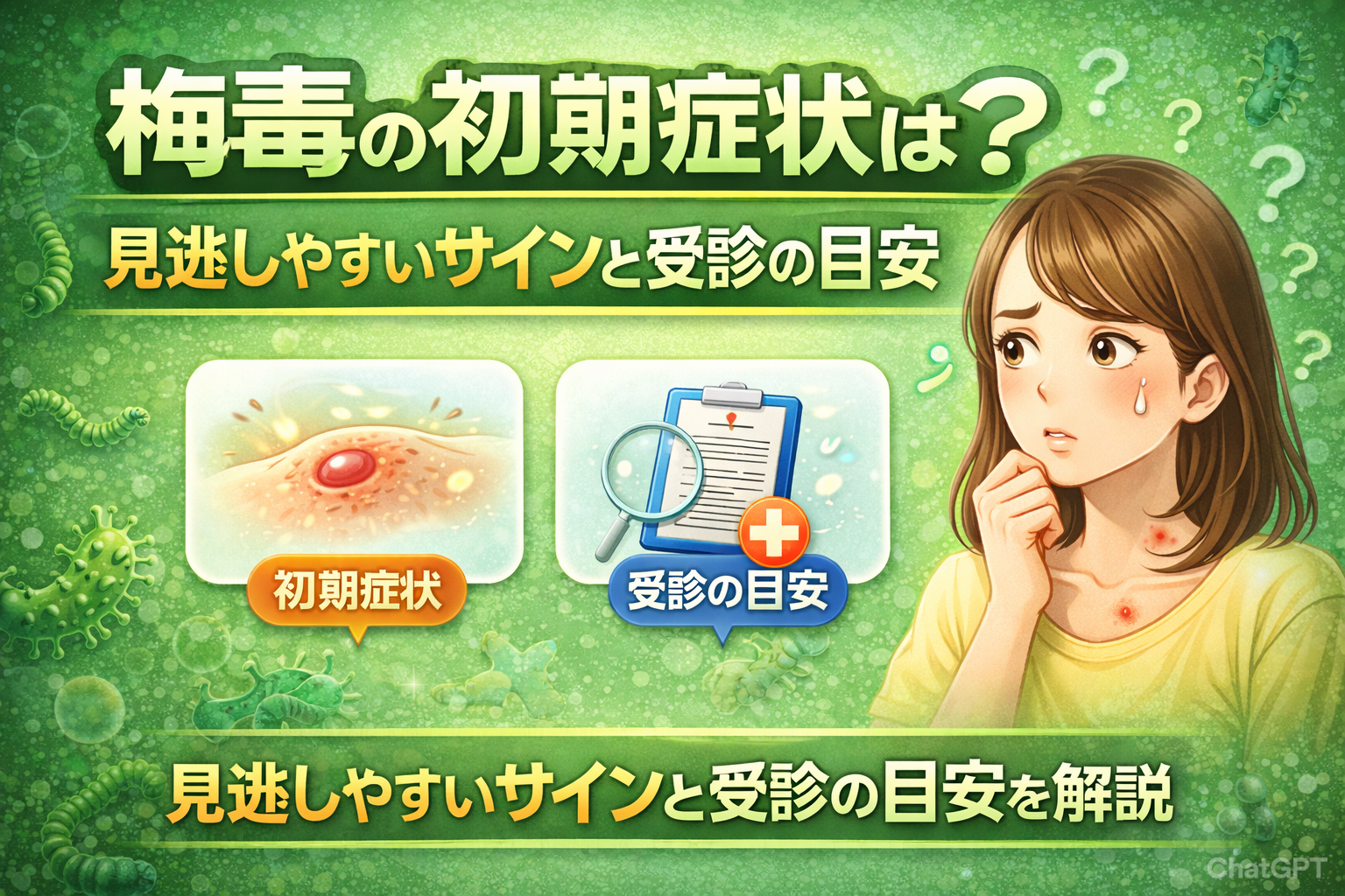 梅毒の初期症状は？見逃しやすいサインと受診の目安を解説