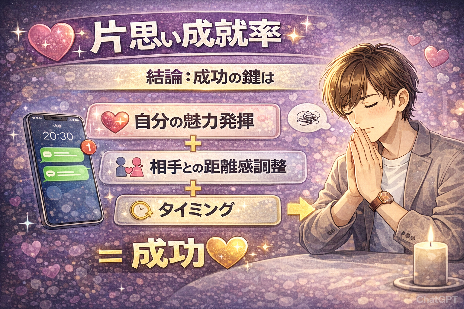 片思い成就率｜結論：成功の鍵は「自分の魅力発揮＋相手との距離感調整＋タイミング」